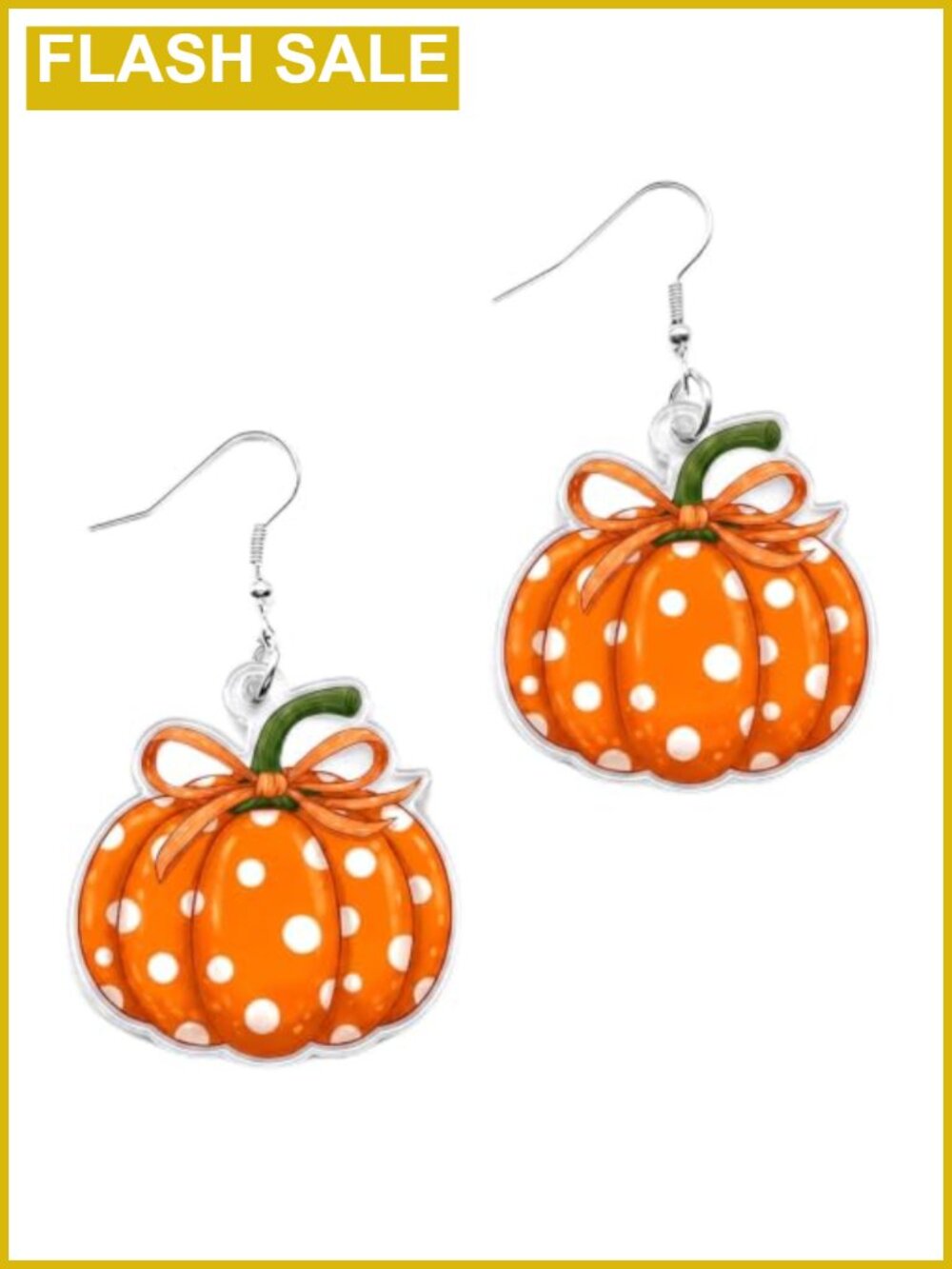 Polka Dot Pumpkin Dangle Earrings Fall Halloween Thanksgiving Jewelry